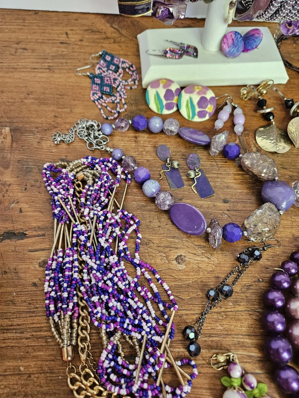 Large Purple Estate Jewelry Lot Vintage To Modern Assorted Wearable Violet - Picture 5 of 15